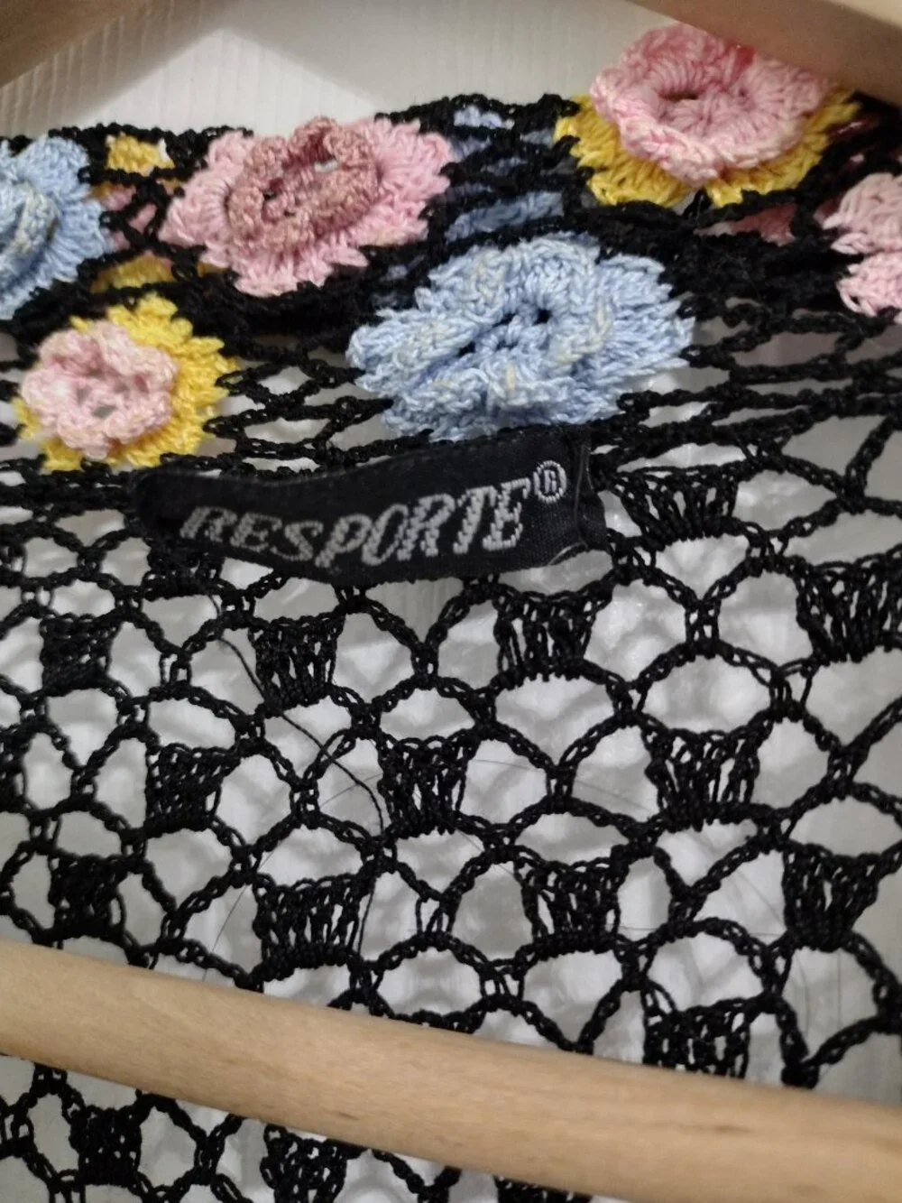 Resporte Crochet Floral Cardigan S/M Boho Sheer Knit Lightweight Top - Picture 6 of 10